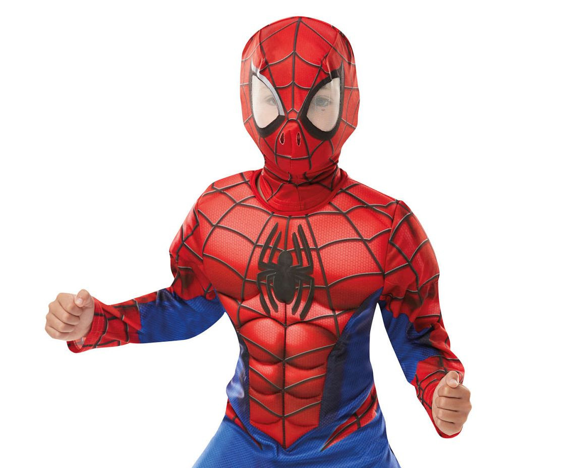 The role-play set for kids Spider-Man padded muscle chest jumpsuit and snood, size S